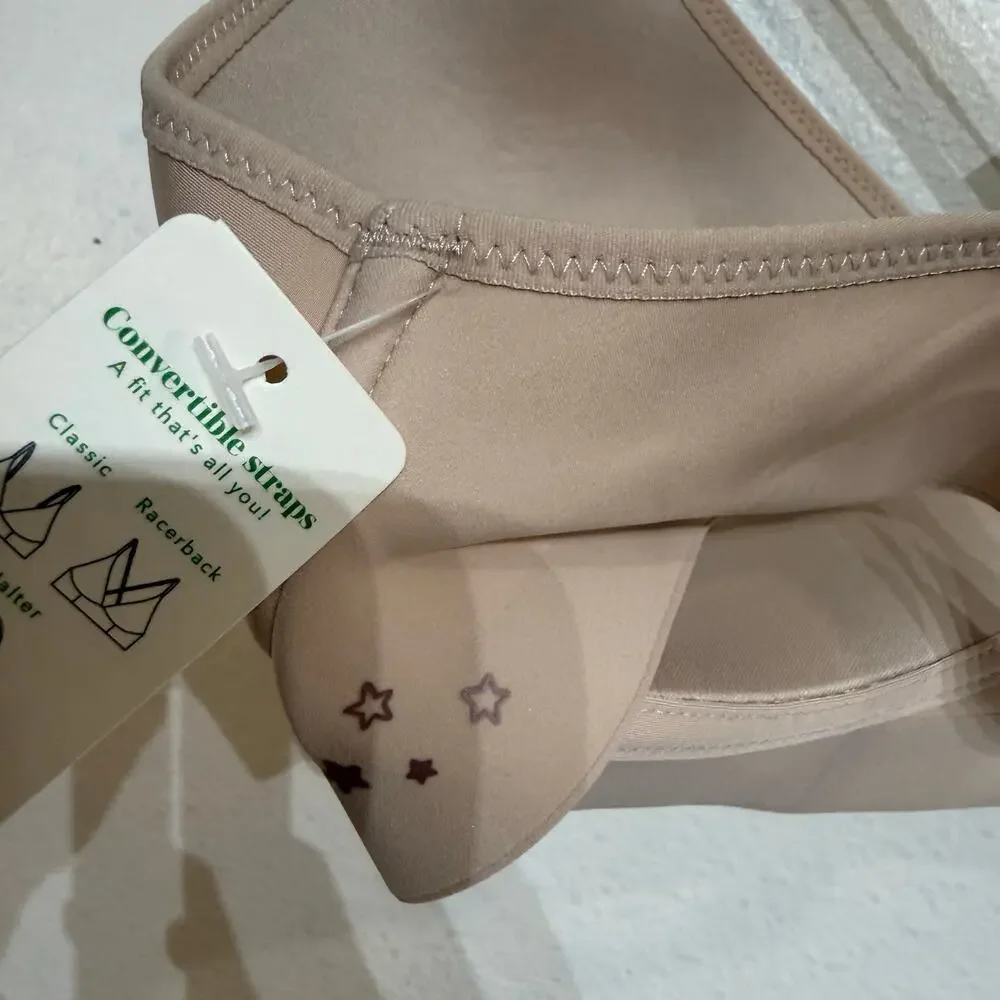 Aerie Beige Wireless Convertible Strap Bra Racerback T Shirt Bra Sz 34DD NWT